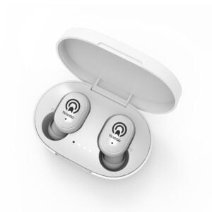 Audífonos Bluetooth in-ear con estuche de carga.